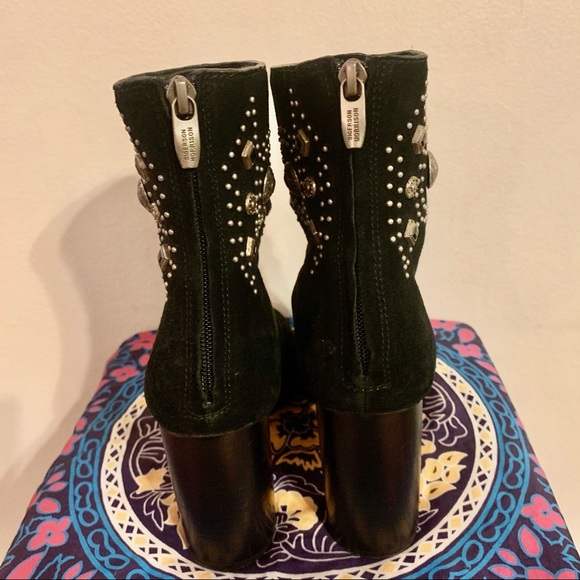 SIGERSON MORRISON Suede Studded Block Heel Boots - Picture 2 of 5